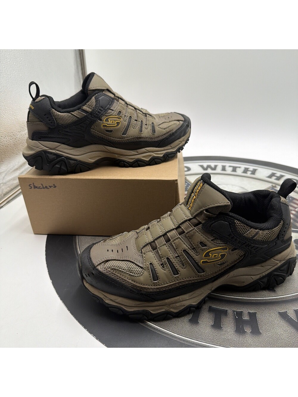 Skechers After Burn Sneakers Men’s Size 7 Pebble/Black 51866/PBL (No Box)